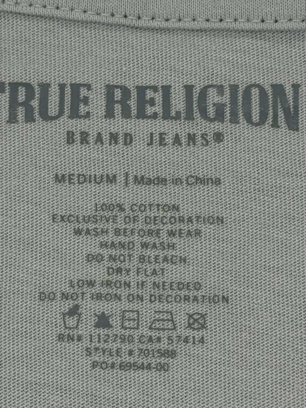 True Religion Rhinestuds TOBB Circle Graphic Tee Men's Medium M Quiet Grey NWT